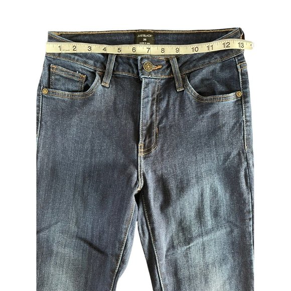 Just Black Denim Blue Straight-Leg Jeans W Fringe Hem Size 26 BP111J - Picture 9 of 11